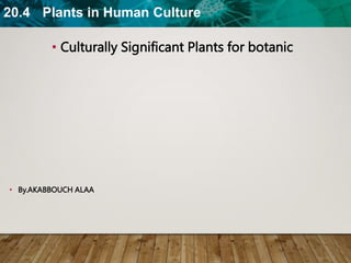 20.4 Plants in Human Culture
• Culturally Significant Plants for botanic
• By.AKABBOUCH ALAA
 