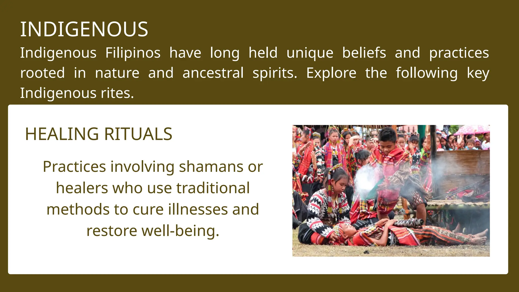 Cultural Performance and Indigenous Practices, and Religious Rites and ...