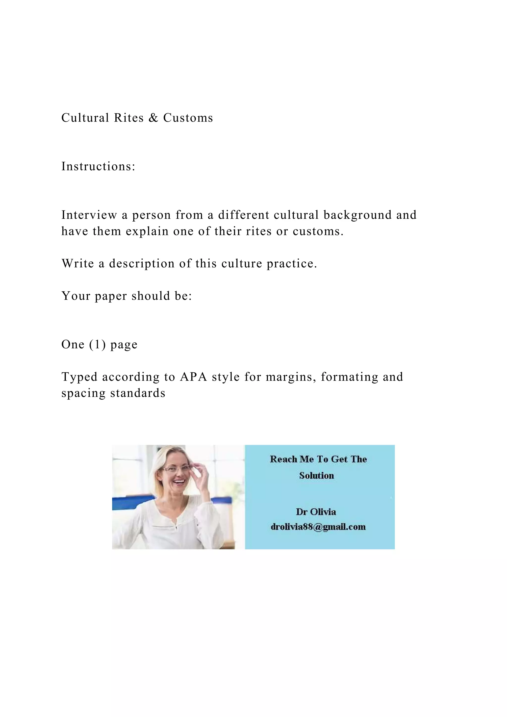 Cultural Rites & CustomsInstructionsInterview a per.docx