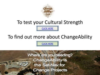 To test your Cultural Strength
CLICK HERE
To find out more about ChangeAbility
CLICK HERE
 