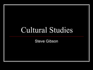 Cultural Studies Steve Gibson 