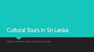 Cultural Tours In Sri Lanka
What you should know about cultural tours in Sri Lanka
 