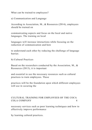 CULTURAL TRAINING FOR EMPLOYEES OF THE COCA COLA COMPANY .docx
