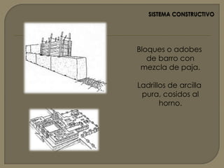 SISTEMA CONSTRUCTIVOInfraestructuraEn cuanto a las obras de ingeniería, destaca la extensísima y antigua red de canales que unían los ríos Tigris, Éufrates y sus afluentes, propiciando la agricultura y la navegación.