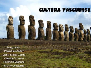 Cultura Pascuense




    Integrantes:
 Paula Hernández
María Teresa Castro
 Claudia Carrasco
Bernardo Vásquez
Ignacio Constanzo
 