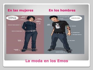 La moda en los Emos
En las mujeres En los hombres
 