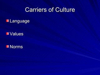 Carriers of Culture Language Values Norms 