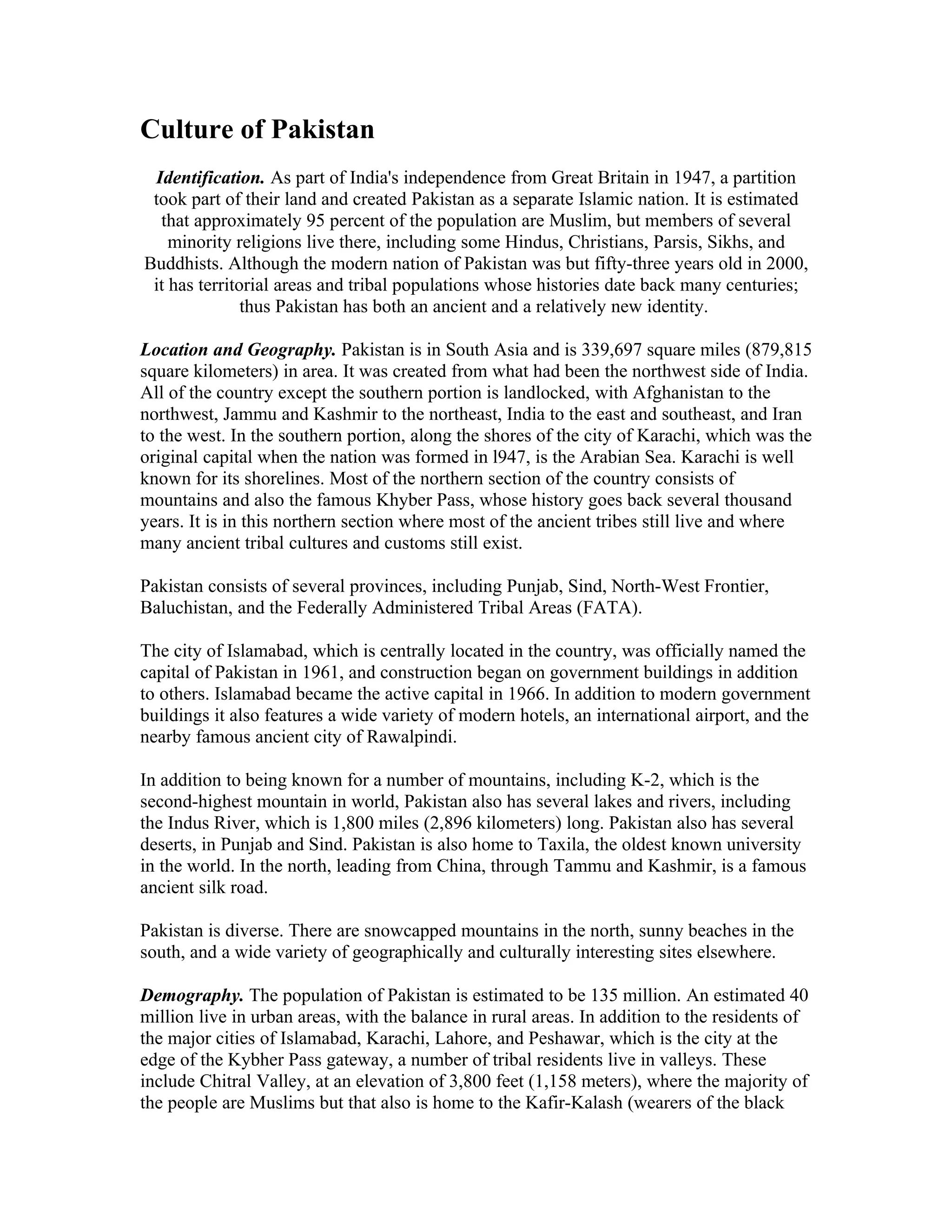 Pakistan Docs Culture Of Pakistan | DOC