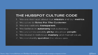 Source: http://www.slideshare.net/HubSpot/the-hubspot-culture-code-creating-a-company-we-love @bizer
 