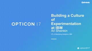 opticon2017
Building a Culture
of
Experimentation
at IBM
Ari Sheinkin
VP of Marketing Analytics, IBM
 