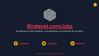 62
© 2018 STRATENET – GROWTH MARKETING AGENCY.
Stratenet.com/Jobs
En participant à notre croissance, vous participerez à la croissance de nos clients.
@STRATENET @STRATENET @STRATENET
 