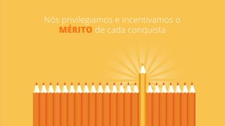 Nós privilegiamos e incentivamos o
MÉRITO de cada conquista
 