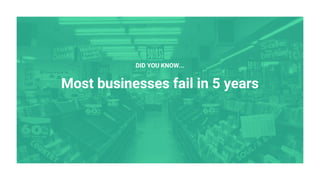 Most businesses fail in 5 years
DID YOU KNOW...
 