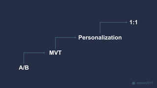 opticon2017
A/B
MVT
Personalization
1:1
 