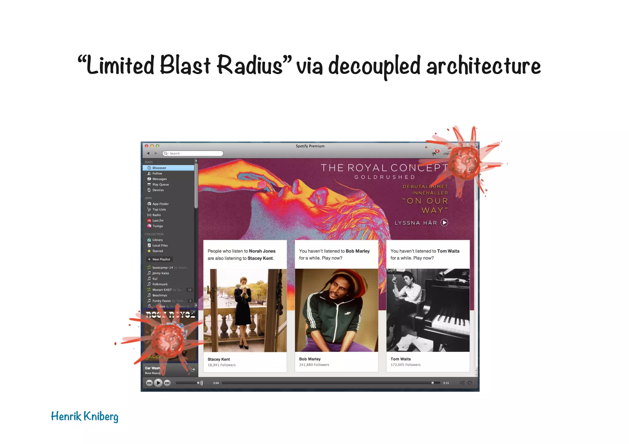“Limited Blast Radius” via decoupled architecture

Henrik Kniberg

 
