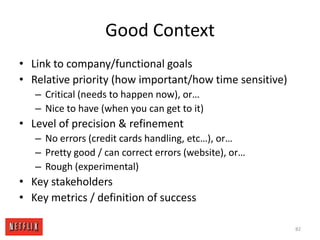 Good ContextLink to company/functional goals