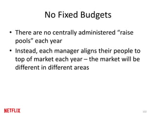 No Fixed Budgets
• There are no centrally administered “raise
pools” each year
• Instead, each manager aligns their people...