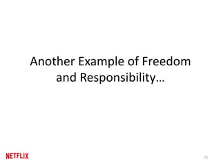 Another Example of Freedom
and Responsibility…
73
 