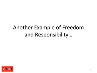 Another Example of Freedom
and Responsibility…
70
 