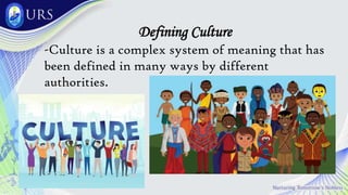 Defining Culture
-Culture is a complex system of meaning that has
been defined in many ways by different
authorities.
 