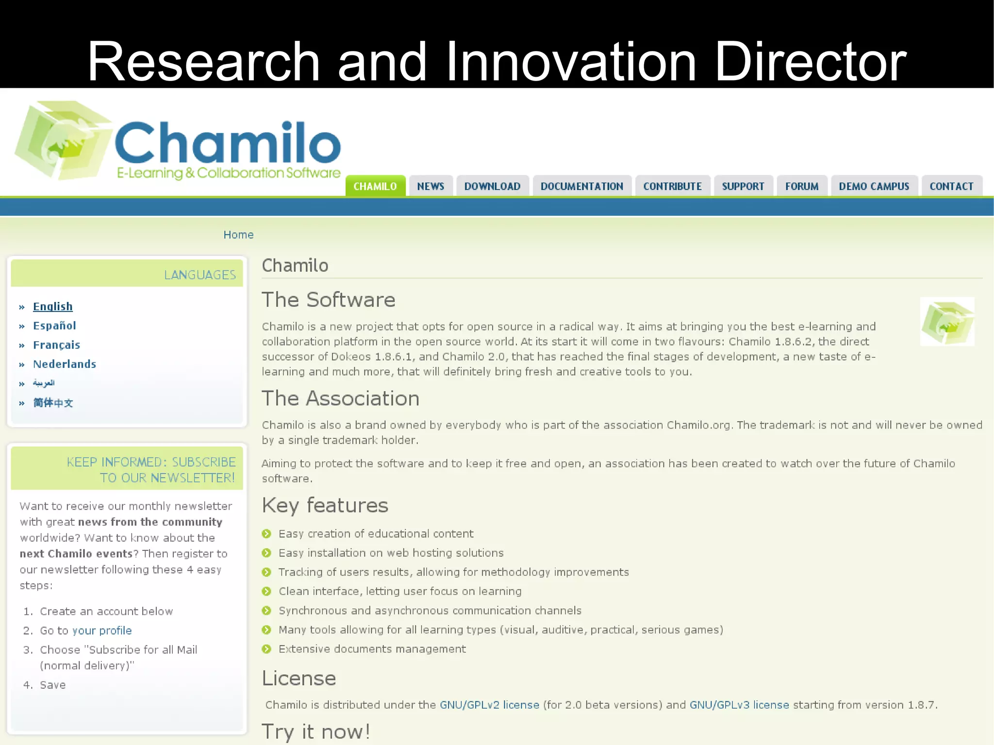 Research and Innovation Director




                                   25
 
