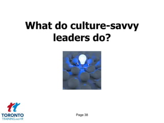 Page 38
What do culture-savvy
leaders do?
 