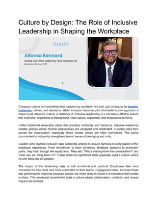 Culture by Design_ The Role of Inclusive Leadership in Shaping the ...
