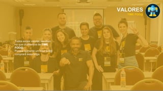 VALORES
TIME FOD@
Todos esses valores resultam
no que chamamos de TIME
FOD@.
Porque somente um time fod@
comprará essa briga.
 