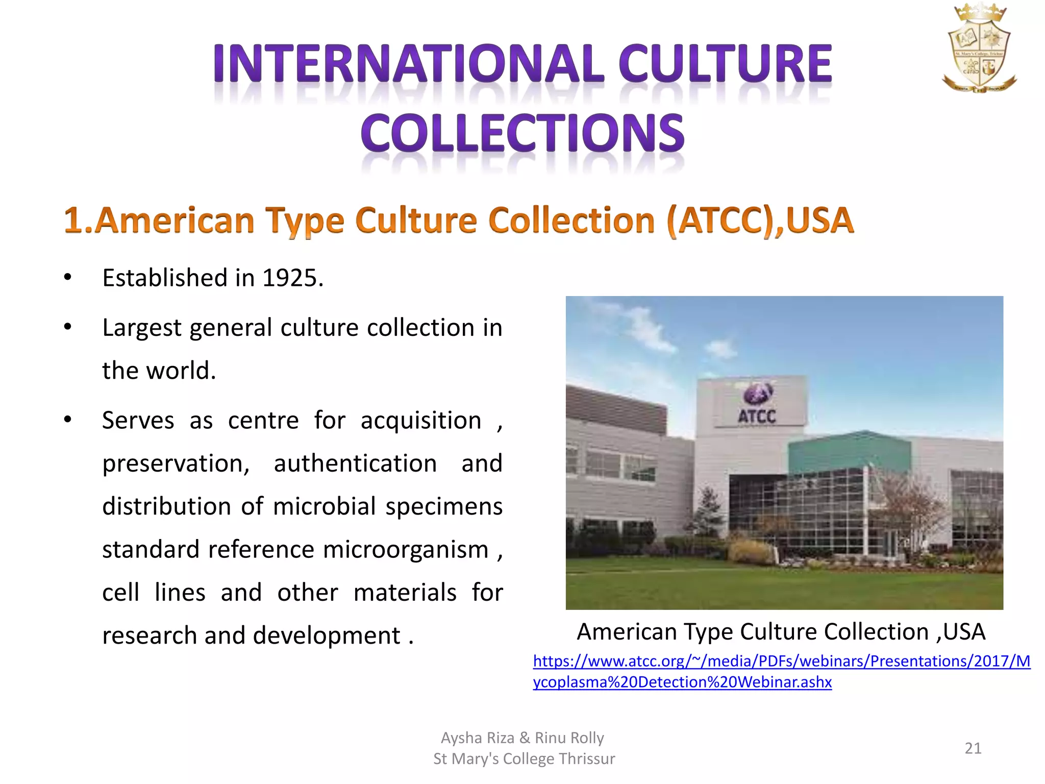 Culture collection center National and International PPTX
