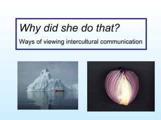 Why did she do that?   Ways of viewing intercultural communication 