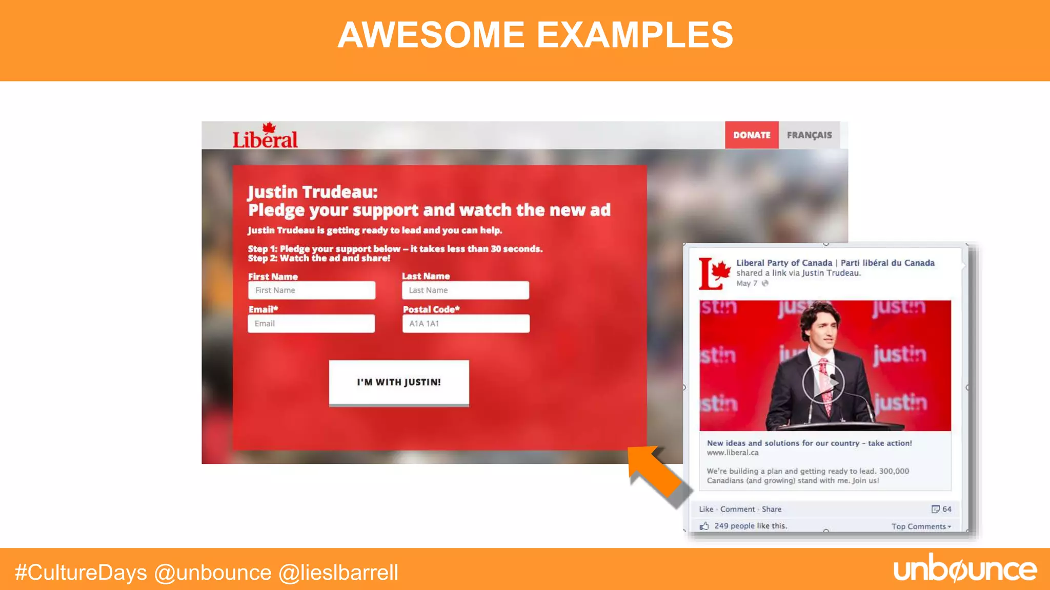 AWESOME EXAMPLES
#CultureDays @unbounce @lieslbarrell
 