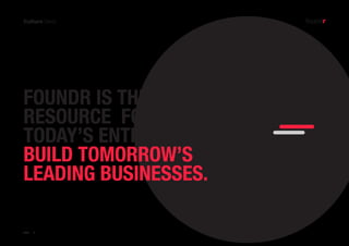 4PAGE
FOUNDR IS THE GO-TO
RESOURCE FOR HELPING
TODAY’S ENTREPRENEURS
BUILD TOMORROW’S
LEADING BUSINESSES.
 
