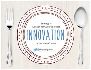 Strategy is
Dessert for Culture’s Feast
INNOVATION
is the Main Course
@reuvengorsht!
 