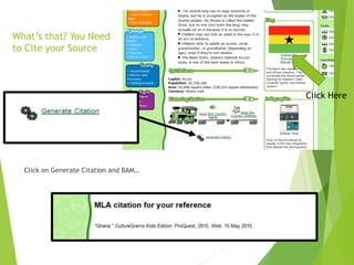 What’s that? You Need
to Cite your Source
Click on Generate Citation and BAM…
Click Here
 