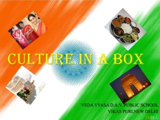 CULTURE IN A BOX
VEDA VYASA D.A.V. PUBLIC SCHOOL
VIKAS PURI,NEW DELHI
INDIA

 