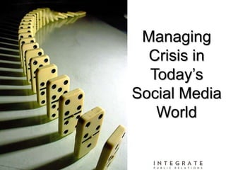 Managing Crisis in  Today’s Social Media World 