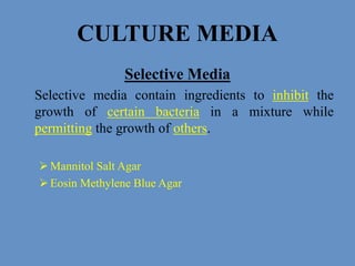 Culture media & its types with examples | PPTX | Nutrition | Healthy Living