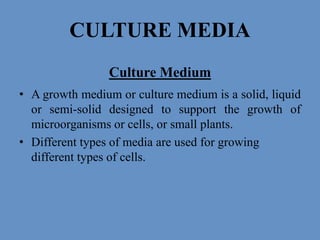 Culture media & its types with examples | PPTX | Nutrition | Healthy Living