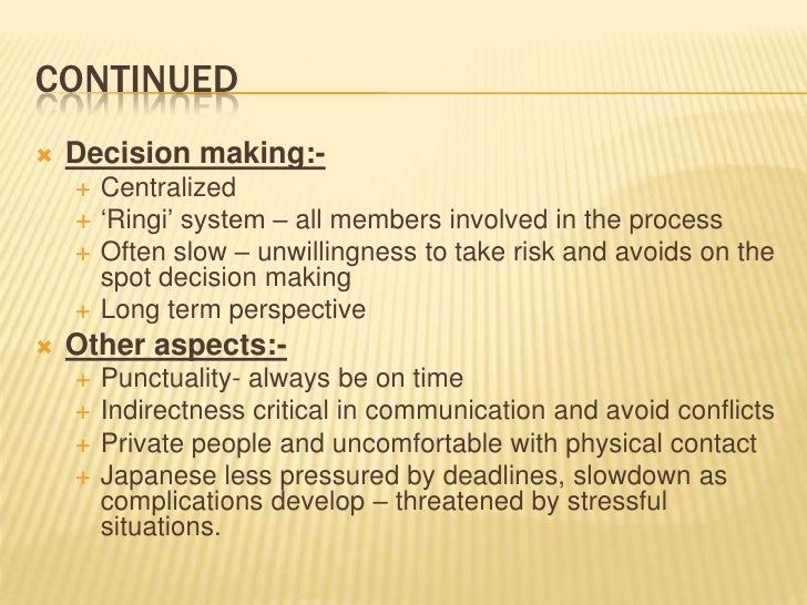 ringi system in japan This time around, the ringi system was put into practice in a multi-national company i know of basically it is a japanese collective decision making system involving a large number of people there are 4 steps involved:. ringi system in japan This time around, the ringi system was put into practice in a multi-national company i know of basically it is a japanese collective decision making system involving a large number of people there are 4 steps involved:.