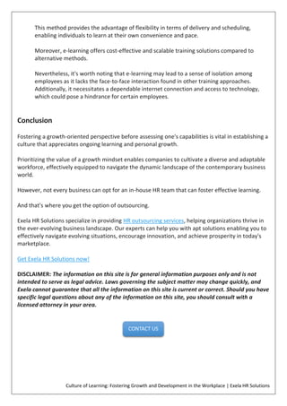 Culture of Learning: Fostering Growth and Development in the Workplace ...