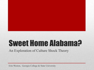 Sweet Home Alabama?
An Exploration of Culture Shock Theory



Erin Weston, Georgia College & State University
 