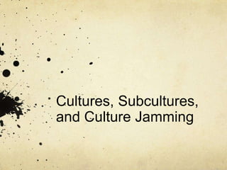 Cultures, Subcultures,
and Culture Jamming
 
