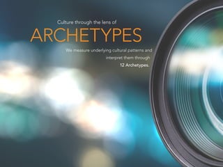 ARCHETYPES
Culture through the lens of
We measure underlying cultural patterns and
interpret them through
12 Archetypes.
 