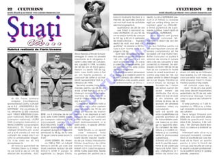 22 5 CULTURISM                                                                                                                                                                             CULTURISM 5 23
revist` difuzat` [i pe internet: www.culturism.freeservers.com                                                                                                         revist` difuzat` [i pe internet: www.culturism.freeservers.com

                                                                                                                  banc` înclinat` f`c~nd [i o             dentic cu al lui SUPERMAN pre-
                                                                                                                  mi[care de supina]ie, produce           cum [i un tatuaj cu aceea[i
                                                                                                                  cel mai înalt nivel de activitate       sigl` pe um`rul st~ng, are un
                                                                                                                  electromyographic`.                     contract „gras“ cu „PROLAB“,
                                                                                                                      australianul de 28 de ani           o firm` puternic` de supli-
                                                                                                                      Lee Priest a declarat re-           mente nutritive, care îl ajut` s`
                                                                                                                  vistei IRONMAN c` are 55 de             tr`iasc` ca ...SUPERMAN.
                                                                                                                  cm la bra] în form` de concurs               anul acesta ve]i putea




                                                                                                                                        O
                                                                                                                  la 101 kg. [i 60 cm în perioada              viziona concursul Mr.
                                                                                                                  de mas` c~nd se „ îngra[`“              Olympia în direct de aici din
                                                                                                                  destul de mult, mai ales c` „           Rom~nia.




                                                                                                                                      .R
                                                                                                                  gust`rile“ la pizzerie [i McDo-            Se duc tratative pentru ca
                                                                             J o h n G ri m e k
                                                                                                                  nald’s sunt foarte dese [i a-           cel mai important concurs din
                                                                                                                  junge la 136 kg.                        lumea culturismului s` fie
                                                                           Steve Reeves [i Arnold Schwar-            Sunt ni[te dimensiuni fantas-        accesibil c~t mai multor fani.




                                                                                                                              M
                                                                           zenegger în ceea ce prive[te           tice pentru un sportiv de numai         Astfel concursul va putea fi
                                                                           importan]a sa în atragerea ti-         163 cm, dar pentru c` am                vizionat de oricine în lumea
                                                                           nerilor c`tre s`lile de culturism,     avut ocazia s`-l v`d „ în carne         asta care are calculator [i este




                                                                                                                 IS
                                                                           era capabil în 1994, la v~rsta         [i oase“ la antrenamente, pot           conectat la Internet. Se esti-
                                                                                                                                                                                                 G e o rg e
                                                                           de 84 de ani s` fac` genu-             s` confirm c` nu este vorba             meaz` c` minim 100 de mii de           T u rn e r
                                                                           flexiuni cu peste 100 de kg.           de nici o exagerare.                    fani se vor conecta în toat`
                                                                           John, care toat` via]a a fost             Datorit` acestor dimensiuni          lumea la acest eveniment [i,          zicem c` asta se va înt~mpla




                                                                                                     R
                                                                           un om foarte puternic, a               [i desigur [i a clas`rii în primii 10   contra unei taxe de 10$, vor          anul acesta). Cu c~t miza unui
                                                                           concurat de altfel [i ca hal-          la Mr. Olympia din ultimii ani,         putea urm`ri în direct imagini        concurs este mai mare, cu
                                                                           terofil reprezent~nd SUA la J.         australianul care poart` uneori         de la Las Vegas. F`c~nd un            at~t interesul trezit în mass-




                                                                                                    U
                                                                           Olimpice din 1936.                     la antrenamente un tricou i-            calcul simplu se ajunge la            media [i publicul larg cre[te.
                                                                              Secretul acestei for]e feno-                                                          încas`ri de 1 milion             alt culturist care are „




                                                                                      LT
                                                                           menale, pentru cei 84 de ani                                                             de dolari numai din              doar“ 70 de ani, dar arat`
                                                                           ai s`i, a fost faptul c` el nu a                                                         acest       sistem   de     mai bine dec~t majoritatea
  Se ba s t i a n V ` su ]                                                 întrerupt niciodat` antrena-                                                             distribu]ie. Dar s` nu      sedentarilor de 25 de ani, este
                                                                           mentele de culturism. El a                                                               uit`m c` mai vin bani       americanul George Turner
    dl. Gh. Funar, primarul                                                murit în 1998 la v~rsta de 88 de                                                         [i din biletele de          care s-a apucat de culturism în
                                                                             U
    ora[ului     Cluj-Napoca,                                              ani, în somn.                                                                            intrare la show, de la      1942.
sponsorizeaz` patru culturi[ti                                                Compara]i aceast` for]` [i                                                            sponsori, din v~nzarea         El este patronul a 7 s`li în-
de la A.S. „UNIVERSITATEA DU-                                              vitalitate cu a altor oameni                                                             casetelor video cu          cep~nd cu 1950 [i nu a între-
                                         I oa n O r i a n
                                                                     C

MYFITNESS“. Cei ce primesc zil-                                            care la v~rsta de 70 de ani                                                              concursul etc.              rupt niciodat` antrenamentele
nic alimente (3 500 calorii/zi)                                            deja au nevoie de baston                                                                 Iat` c` exist` de           de culturism.
sunt: VåSU¥ SEBASTIAN (cam-            BEBE, cu 4 milioane de lei pe       pentru a se deplasa [i ve]i                                                              acum posibilitatea ca          De-a lungul timpului prin
                                                                 P


pion na]ional), BUCUR EMIL             lun`, este IOAN ORIAN (multi-       pricepe de ce prin culturism                                                             premiile sportivilor s`     s`lile sale s-au perindat peste
(campion na]ional), LAZåR              plu campion na]ional), care         pute]i ad`uga nu numai ani                                                               fie îmbun`t`]ite radi-      55000 de practican]i, inclu-
                                                  O



DAN (campion balcanic) [i              concureaz` pentru C.S.              vie]ii dumneavoastr`, ci [i                                                              cal, ceea ce va atra-       z~nd 3 Mr. America, 5 Mr. Uni-
NEAG DUMITRU (vicecampion              BODYBILDING DEVA [i care,           via]` anilor - în special ultimilor                                                      ge cu siguran]` aten-       vers, 1 Mr. Olympia (Samir Ban-
balcanic). Dl. Funar ne-a              datorit` acestui sprijin, a tot     ani ai vie]ii.                                                                           ]ia canalelor de tele-      nout, cu care s-a [i antrenat un
                                                 T




câ[tigat simpatia prin acest           progresat ajungând n aceast`           teste f`cute cu un aparat                                                            viziune [i a marilor co-    timp).
act [i sunt convins c` mai to]i        prim`var` la 98 kg, de la cele          care       m`soar`       for]a                                                       tidiane [i va contribui        Interesant este c` el nu a
culturi[tii din ora[ul s`u l vor      75 kg pe care le avea acum 3-       contrac]iei unui mu[chi pe                                                               astfel la promovarea        concurat niciodat`, conside-
vota la urm`toarele alegeri.           4 ani.                              toat` durata mi[c`rii, baz~n-                                                            culturismului.              r~nd c` sacrificiile pe care tre-
Ce n-a[ vrea eu s` m`                      JOHN GRIMEK, Mr. Ameri-         du-se pe nivelul impulsurilor                                                            G~ndi]i-v` c` altfel        buie s` le fac` un sportiv
sponsorizeze Lis.                          ca 1940 [i 1941, un culturist   trimise mu[chiului de c`tre                                                              sun` în urechile repor-     pentru a intra în form` de
    alt norocos sponsorizat de         faimos în anii 40, pe care Joe      sistemul nervos central, au                                                              terilor [i ale publicului   concurs, plus riscurile pe care [i
    Prim`ria Deva cu 2 milioa-         Gold creatorul lan]ului de s`li     stabilit c` în cazul bicepsului,      Le e                                               faptul c`, la Mr. Olym-     le asum` culturi[tii profesioni[ti,
ne pe lun` [i de un om de              GOLD’S GYM îl punea la              dintre toate exerci]iile, flexiile    Pr i e s t                                         pia, c~[tig`torul ia 1      nu se justific` av~nd în vedere
afaceri din localitate, ALIC           egalitate cu Sergio Olivia,         cu gantere din [ez~nd pe o                                                               milion de dolari (nu        premiile „anemice“. s
 