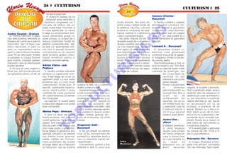 24  CULTURISM
                                                                                                                                                                                    CULTURISM  25
                                         fiu dat n judecat`.
                                         R: Având n vedere c` v`                                                                                   Ionescu Cristian -
                                        antrena]i doar s~mb`ta [i                                                                                   Bucure[ti
                                       duminica, progresele vor fi                                             studiu [tiin]ific. Noi doar am         R: Pentru a ob]ine o cre[tere
                                    mai greu de ob]inut, dar vor                                               primit cadou datele finale de        semnificativ` a bra]ului, tre-
                                    exista. Pute]i folosi “Prot-R 65” [i                                       la prietenul meu Pax, care are       buie s` cre[te]i [i greutatea
                                    n cursul s`pt`m~nii, nu numai                                             propria lui companie de supli-       corporal`. În cazul dumnea-




                                                                                                                                   O
Andrei Cosmin - Craiova             n zilele cu antrenament, nlo-                                            mente nutritive n California [i     voastr`, care vre]i s` cre[te]i
   R: Partea inferioar` a piep-     cuind alimentele grase cu                                                  care a comandat studiul.             doar 0,7 cm, este posibil s` o




                                                                                                                                 .R
tului este puternic stimulat` la    acest produs, cu scopul de a                                                   De altfel, trebuie s` [ti]i c`   face]i r`m~n~nd la greutatea
mpinsul din culcat pe o banc`      reduce cantitatea total` de                                                aceast` mod` de a amesteca           actual`.
orizontal`, a[a c` lipsa unei       gr`sime consumat` zilnic. Ide-                                             diverse proteine este din ce n
b`nci declinate, n sal`, nu        ea este c` suplimentele nutri-                                             ce mai r`sp~ndit`, dovedit           Leonard A. - Bucure[ti




                                                                                                                        M
este un impediment serios           tive sunt n esen]` alimente                                               fiind faptul c` astfel proteinele       R: Aparatele acelea cu
pentru dezvoltarea acestei          concentrate ce au raportul                                                 sunt absorbite mai eficient [i cu    electrozi care genereaz`
zone. Pe de alt` parte, flot`rile   dintre proteine, gr`simi, carbo-                                           rezultate mai bune. Chiar [i         contrac]ii musculare se g`sesc
la paralele cu corpul nclinat      hidra]i modificat pentru a                                                 Dorian Yates are un produs           n magazinul Unirea la parter.




                                                                                                               IS
spre nainte, copiaz` perfect       satisface anumite cerin]e.                                                 similar n gama de suplimente        Nu cunosc pre]ul.
mi[carea care se efectueaz`                                                                                    pe care o produce [i a decla-           Electrostimularea a fost un
la plan declinat.                   Adrian Vlaicu - jud.                                                       rat c` a stabilit formula acelui     lucru la mod` n anii ‘70 n SUA,
                                    Prahova




                                                                                                   R
   R: Nu pot s` critic explicit o                                                                              produs baz~ndu-se pe expe-           unde s-au deschis foarte multe
firm` sau alta produc`toare             R: Revista con]ine suficiente                                          rien]a sa de culturist.              cabinete de acest gen, dar
de aparatur` pentru c` risc s`      reclame cu suplimente nutri-                                                                                               din cauza lipsei de




                                                                                                  U
                                    tive. Pute]i alege de acolo ce                     F l o ri n Ro ma n                                                      rezultate au dat
                                    supliment dori]i, cu mai multe                                                                                             faliment [i s-au nchis
                                    proteine sau cu mai mul]i                                                                                                  relativ repede.              R o be rt I a n i c i




                                                                                     LT
                                    carbohidra]i. Toate sunt, n           undeva la 50%, iar a carbohi-                                                       Poate cuno[tin]ele
                                    esen]`, suplimente hiperca-            dra]ilor undeva la 30%.                                                             n          domeniul      negativ al acestei substan]e.
                                    lorice, adic` con]in o mare              Suplimentele nutritive care                                                       electrostimul`rii au      Fiind o substan]` relativ recent
                                    cantitate de calorii provenind         con]in [i protein` din soia au o                                                    avansat ntre timp [i     ap`rut`, este de presupus c`
                                    din carbohidra]ii sau proteinele       concentra]ie mai mare de                                                            acest       tip     de    asistenta pe care a]i ntrebat-o
                                    din compozi]ie.
                                                                             U
                                                                           protein` iar, dac` facem [i un                                                      antrenament         d`    nu are suficiente cuno[tin]e
                                        De asemeni, n revist` exist`      calcul economic, rezult` c`                                                         rezultate, dar eu nu      despre efectele ei, dar, dec~t
                                    [i instruc]iuni despre cum pute]i      gramul de protein` din                                                              am nt~lnit nc` nici     s` recunoasc` c` nu se
                                                                     C
                                    s` le comanda]i.                       suplimente este mai ieftin. Iat`                                                    o persoan` care s`        pricepe, a preferat s` v`
                                                                           deci 2 motive serioase pentru                                                       fi ob]inut m`car 2        sperie. Nimeni nu a f`cut in-
                                    Marius Popa - Urziceni
                                                             P

                                                                           a le prefera n dauna acelor                                                        cm n plus pe bra]        farct p~n` acum de la crea-
                                      R: Soia ca atare are foarte          [ni]ele, chiftele, granule, etc.,                                                   folosind acest sistem.    tin` [i nici nu a dezvoltat o de-
                                    mult` protein`, dar [i foarte          care se str`duiesc s` imite                                                                                   penden]` de la aceast` sub-
                                                    O


                                    mult` gr`sime. Pe pia]` se             carnea.                                                                             Andrei Dan -              stan]`. Poate ea a crezut c`
                                    g`sesc ns` ni[te produse din                                                                                              Jilava                    este vorba de ceva similar cu
                                    soia din care a fost scoas` cea        Dragoman Gabi -                                                                     R: Medicii americani,     cocaina sau heroina.
                                             T



                                    mai mare parte a gr`similor.           Bucure[ti                                                                           n urma studiului            R: În revist` g`si]i o gr`mad`
                                    Ele se g`sesc n general la ma-          R: Nu am stabilit noi arbitrar                                                    asupra unei echipe        de adrese de s`li, la fel [i n
                                    gazinele naturiste [i se prezint`      care s` fie concentra]ia de                                                         de fotbal american        site-ul www.efitness.ro.
                                    sub diferite forme: granule,           protein` cu absorb]ie lent` [i                                                      care a folosit timp
                                    [ni]ele, chiftele, etc. Concen-        cea cu absorb]ie rapid` din                                                         de 2 ani creatin`, nu     Procopiuc Ilie - Suceava
                                    tra]ia proteinelor din aceste          “Ideal Protein”.                      I ri n a                                      au     reu[it      s`       R: Corpul absoarbe [i folo-
 P a n t ea
                                    produse difer` de la fabricant           Concentra]ia optim` a fost          M u n t ea n                                  g`seasc` nici un          se[te mai eficient cantit`]ile
 L u c ia n
                                    la fabricant, dar se nv~rte           stabilit` n SUA n urma unui                                                       efect      secundar       mici de m~ncare. Deci mp`r-
 