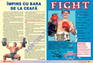 |MPINS CU BARA
             DE LA CEAF~
    Cei care au f`cut armata realizeaz` foarte u[or de ce,          torii trebuie s` nve]e corect acest exerci]iu, folosindu-se
                                                                                                                                                                                                   CUPRINS




                                                                                                                                                       O
n terminologia american`, acest exerci]iu se nume[te               de ajutorul mu[chilor stabilizatori.
„military press“ [i pe care noi l numim, n mod curent, m-           Cei cu probleme de orice fel la nivelul articula]iei
pins cu bara de la ceaf`/piept. Cei care nu au f`cut arma-          scapulohumerale este bine s` aib` acordul unui medic                                                                         Brazilian Ju-Jitsu:




                                                                                                                                                     .R
ta sigur au stat m`car o dat` n pozi]ie de drep]i, pozi]ie         pentru a executa acest exerci]iu, deoarece solicit`rile,
care trebuie adoptat` [i n timpu                                   chiar cu greutate mic`, pot agrava afec]iunile existente.
    A[ mai vrea s` amintesc alte dou` calit`]i importante              |nc`lzi]i-v` bine, prin rotiri complete, ridicarea bra]elor
                                                                                                                                                                                                  filozofia luptei
ale mpinsului cu bara: mbun`t`]irea echilibrului [i a sta-        anterior, lateral [i posterior. Dup` ce termina]i
                                                                                                                                                                                                  la sol . . . . . . . . . .42




                                                                                                                                              M
bilit`]ii ntregului corp, elemente utile atåt n via]a de zi cu    antrenamentul, executa]i mi[c`ri de stretching.
zi, cåt [i la execu]ia altor exerci]ii, cum ar fi genuflexiunile,      Cum se execut` mpinsul cu bara de la ceaf` sau
fand`rile, ramatul.                                                 piept?
    Principala ]int` a acestui exerci]iu este reprezentat` de       1. Dac` lucra]i cu greutate mare, purta]i o centur`                                                                          Profil de lupt`tor:




                                                                                                                                       IS
mu[chii deltoizi, care sunt cei ce ini]iaz` [i genereaz`               special` de antrenament.
mi[carea n acest caz, ns` beneficiul nu se opre[te aici,          2. A[eza]i-v` cu picioarele dep`rtate aproximativ la                                                                          Andy Hug . . . . . .43
fiindc` [i mu[chii pectorali (n special partea superioar`),           l`]imea umerilor. Dac` sta]i n picioare, t`lpile pot fi
bra]ele (n special tricepsul) [i mu[chii spatelui vor fi impli-       paralele sau un picior poate fi mai avansat.




                                                                                                                         R
ca]i n execu]ia mpinsului cu bara. Pectoralii [i mu[chii          3. Men]ine]i spatele drept.                                                                                                  Dic]ionar tehnic:
periscapulari (spatele superior) au rolul de a stabiliza sca-       4. Apuca]i bara cu o priz` n prona]ie; måinile vor fi a[eza-
pula (omoplatul) pe toat` durata mi[c`rii.                             te pe bar` la o distan]` una fa]` de cealalt` mai mare                                                                     Lovituri




                                                                                                                        U
    |n func]ie de modul de execu]ie, stånd n picioare sau             decåt l`]imea umerilor.
stånd pe banc` (cu spatele sprijinit de sp`tar sau nu), vor         5. |ncheietura måinii trebuie s` fie fix`, f`r` a permite hi-
fi implica]i [i al]i mu[chi cu rol de stabilizatori, dintre care       perextensia pumnului (fapt care ar putea duce la acci-                                                                     de genunchi . . . .44




                                                                                                       LT
cei mai importan]i sunt mu[chii paravertebrali, care se                dentare).
contract` pentru a men]ine coloana dreapt`.                         6. Expira]i pe m`sur` ce ntinde]i bra]ele deasupra capu-
                                                                                                                                                                                                 News flash
    Al]i mu[chi deosebit de importan]i, care se contract`                lui. Dac` ridica]i haltera prin fa]`, apleca]i-v` pu]in
            izometric, indiferent de modalitatea de execu]ie                 spre posterior, pentru a evita balansarea compen-
              aleas`, sunt abdominalii [i mu[chii lombari                     satorie, [i face]i o u[oar` extensie a coloanei cer-
                                                                                             U                                                                                                    interna]ional . . .45
               care au rolul de a forma o „centur` de for]`“                  vicale, pentru a permite trecerea barei.
               n jurul coloanei vertebrale lombare. |ncep`-                  7. Bra]ele vor fi ntr-o extensie aproape complet`
                                                                                  la pozi]ia final`, ns` nu bloca]i articula]ia co-   La 32 de ani, dup` ce chiar [i [ansa particip`rii nu-i
                                                                                   C
                                                                                  tului.
                                                                               8. Bara se va afla acum exact deasupra capului [i
                                                                                                                                       fusese acordat` decât cu zgârcenie în galele K-1,         Redac]ia Fight:
                                                                                   nu n fa]a corpului.                                Semmy Schildt devine campionul absolut al                 Valentin {tefan
                                                                          P

                                                                             9. Face]i o scurt` pauz`, men]ine]i controlul greut`-     circuitului, prin 3 meciuri din care numai unul s-a
                                                                                                                                                                                                 (valentin@fight.ro)
                                                                                ]ii [i coborå]i u[or bara pån` n dreptul clavicule-   disputat la puncte. Schildt l-a „detronat“ categoric pe
                                                                                lor sau deasupra mu[chiului trapez. |n timpul          Remy Bonjaski, care nu i-a putut rezista decât mai        Alexandru Amarfei
                                                                    O


                                                                                acestei mi[c`ri de coboråre, inspira]i.                pu]in de dou` reprize...                                  (at_amarfei@yahoo.com)
                                                                    10. Relua]i cu o nou` repetare.
                                                                       Corectitudinea execu]iei este un element foarte impor-                                                                    Horia Anastasiu-Meve[
                                                        T



                                                                    tant. Iat` cåteva „semnem care v` arat` c` nu lucra]i
                                                                                                                                                                                                 (horia_zen_machine@yahoo.com)
                                                                    corect: nu extinde]i bra]ele aproape complet sau extensia
                                                                    lor este inegal`, balans la finalul mi[c`rii, ajutor prin con-                                                               Contact: www.fight.ro
                                                                    trac]ia mu[chilor membrelor inferioare, hiperextensia
                                                                    coloanei vertebrale pe m`sur` ce greutatea este ridicat`.
                                                                    Este de preferat s` ave]i lång` voi un partener care s` v`
                                                                    asiste [i s` intervin` atunci cånd este cazul.
                                                                                                             Dr. ßerban DAMIAN

40                       &FITNESS
                                                                                                                                                                                                                           41
 