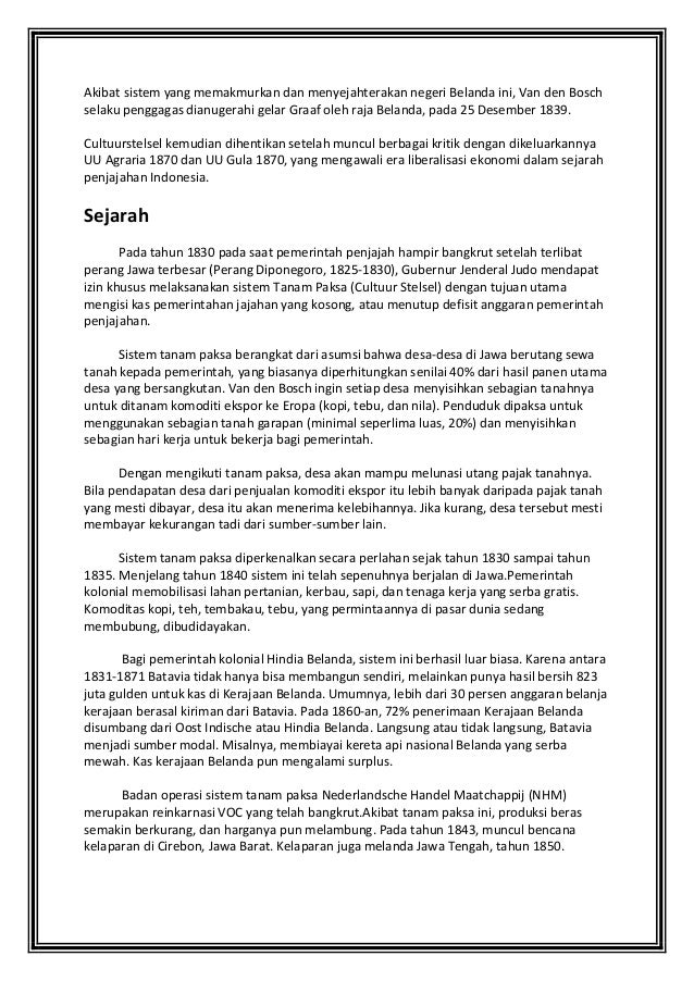 Tujuan Utama Pelaksanaan Sistem Tanam Paksa Adalah