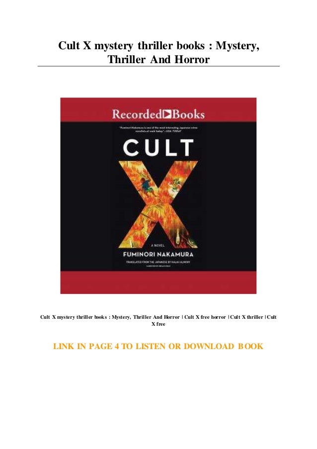 Cult X Mystery Thriller Books Mystery Thriller And Horror Cult X Mystery Thriller Books Mystery Thriller And Horror