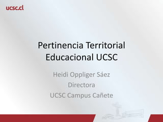 Pertinencia Territorial
Educacional UCSC
Heidi Oppliger Sáez
Directora
UCSC Campus Cañete
 