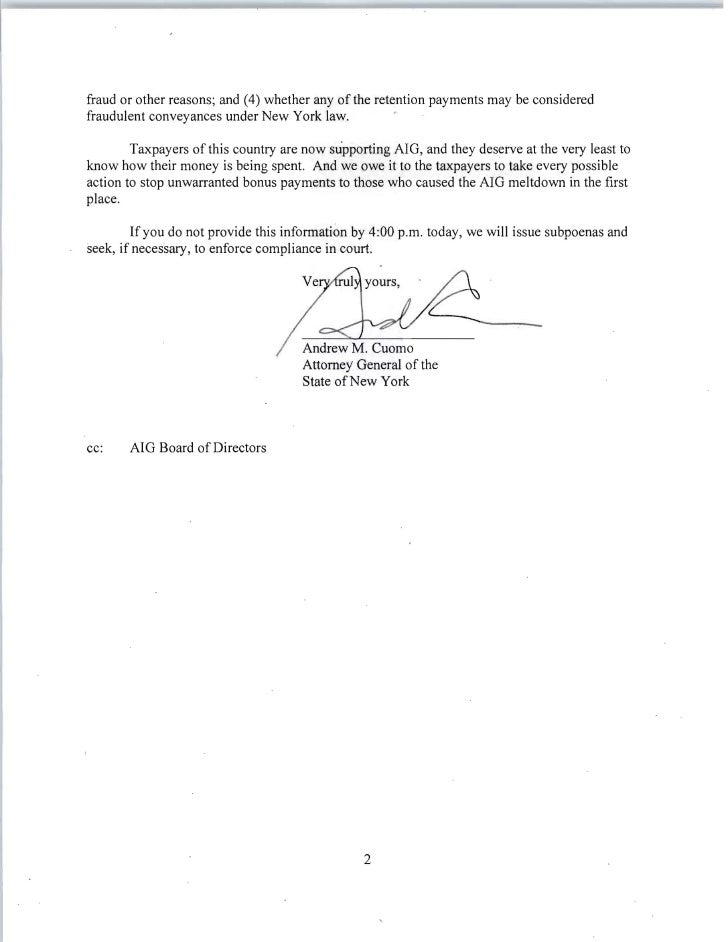 attorney general cover letters